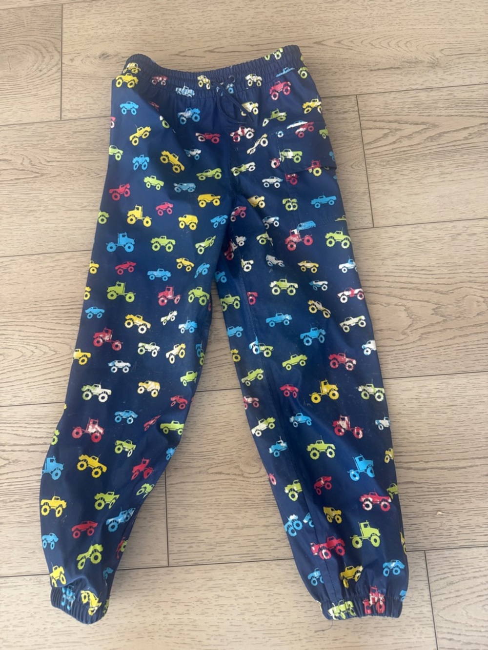 Hatley Navy Kids Pants with Multicolor Tractor Print